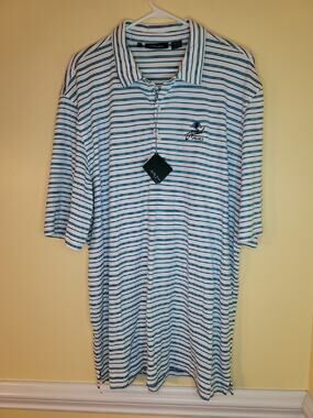 NWT Bobby Jones Short Sleeve Golf Polo Striped 100% Peruvian Pima Cotton Sz XXL